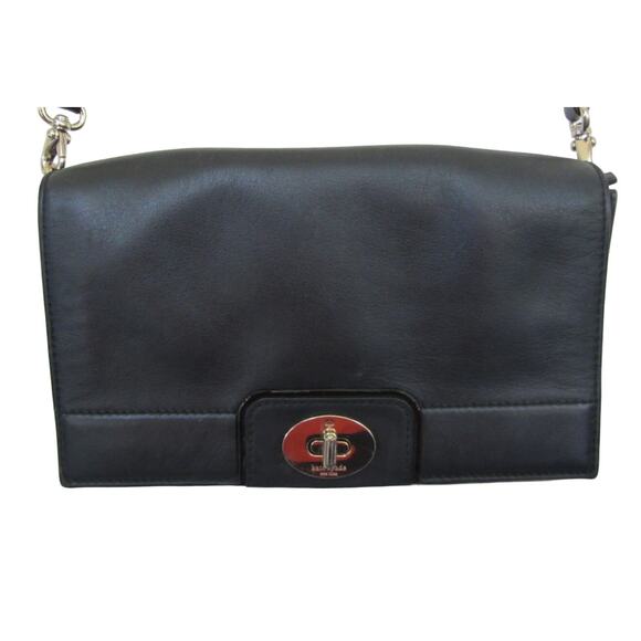 KATE‎ SPADE Hampton Road Juliana Black Leather Turn Lock Crossbody Purse - Picture 1 of 9